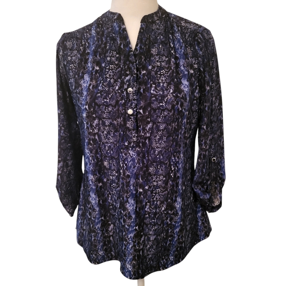 Notations Button Down Shirt Blue sz PS